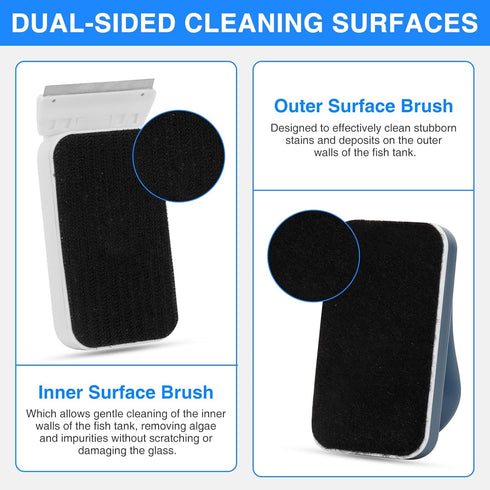 2 0.25-0.625Inch fishkeeper Aquarium Strong Magnetic Glass Cleaner Brush, Fish Tank Algae Magnet Cleaning Tool