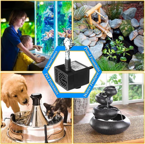 PULACO DC 5V USB Mini Submersible Water Pump with Tubing for Pet Fountain, Aquarium, Pond, Hydroponics
