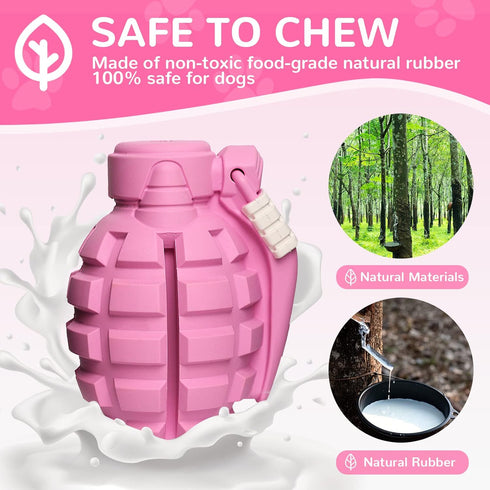 Dog Toys for Aggressive Chewers, Indestructible Interactive Treat Toys for Large Medium Breeds, Pink