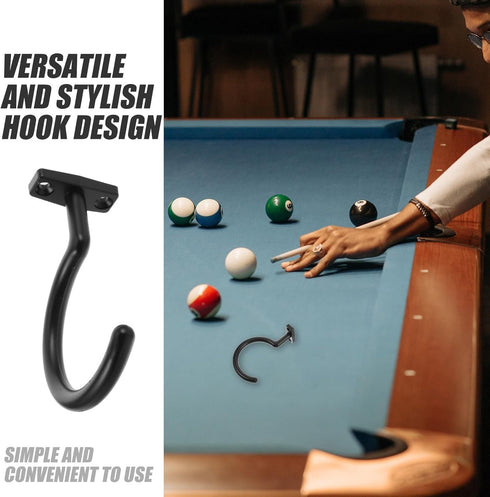 Kichvoe Billiard Cue Holder Pool Table Accessory Multi-function Snooker Hook Wear-resistant Black Iron Hook for Pool