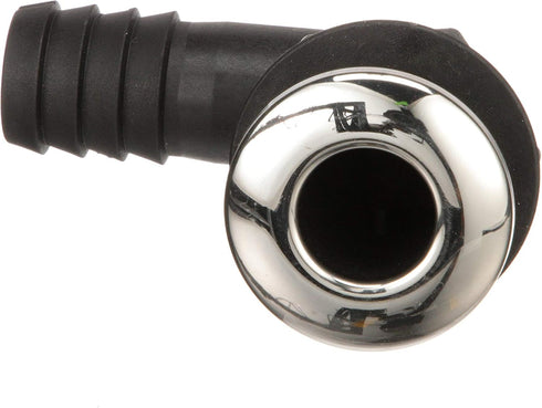 Seachoice 90-Degree Thru-Hull Connector, Fits 1-1/8 in. ID Hose, Max Hull 1-3/8 in., White
