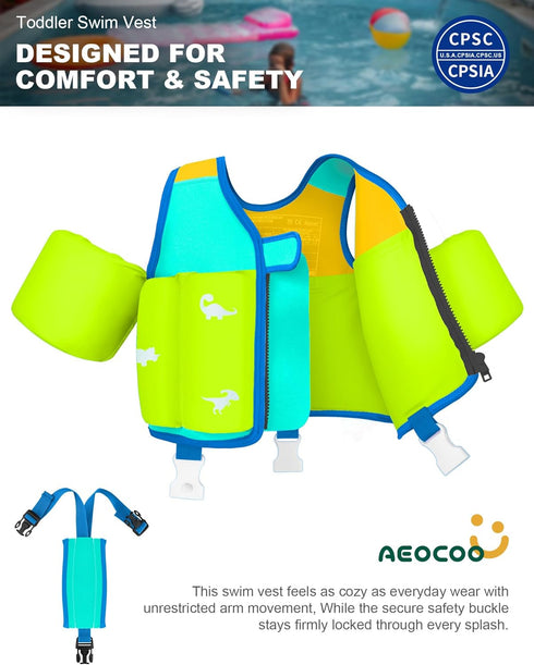 AEOCOO 1-2-3-5-7-9 20-30-50-70 Kids Pool Floaties Years Old, Toddler Swim Vest Pounds, Comfortable Extended Wear Kids