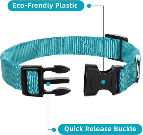 9 Pieces Adjustable Dog Collar for Medium Dogs, Soft Nylon with Quick Release Buckle, Retro Colors