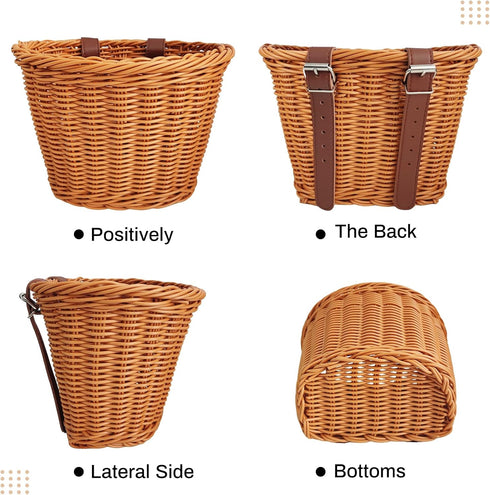 Kids Hand-Woven Multi-Color Bicycle Basket, Front Bike Basket for Boys and Girls