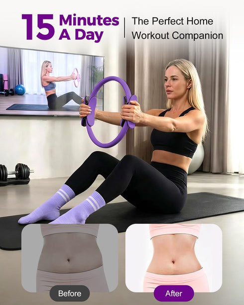Set, 28 Home Pilates Essentials Kit for Women, Magic Circle Pilates Equipment Ring and Ball Resistance Bands Workout