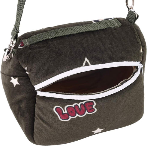Small Pet Carrier Bag, Blackish Green Flannelette Portable Breathable Carrier for Small Pets Animal