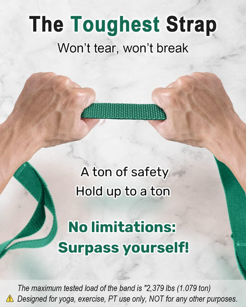 Tumaz Stretching Strap - 10 Loops Non-Elastic Yoga Strap, Perfect Home Workout Stretch Strap for Physical Therapy