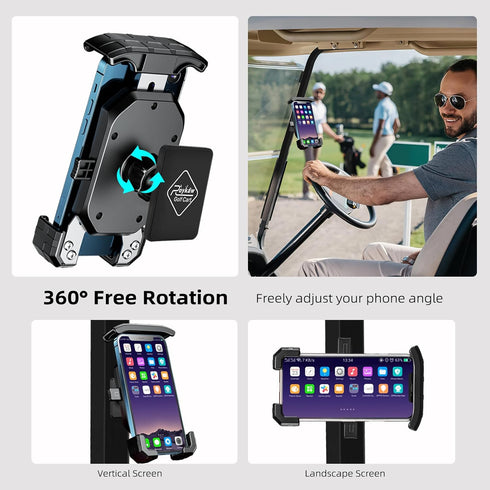 Roykaw Golf Cart Magnetic Phone Holder Mount for EZGO/Club Car/Yamaha, 360° Rotatable, One-Handed Use