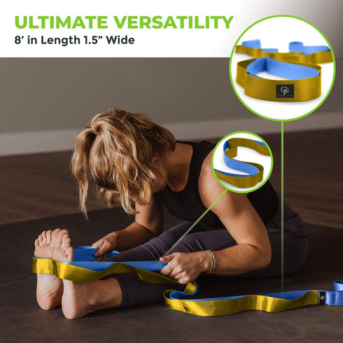 Gradient Fitness Stretching Strap for Physical Therapy, 12 Multi-Loop Stretch Strap, 1.5" W x 8' L