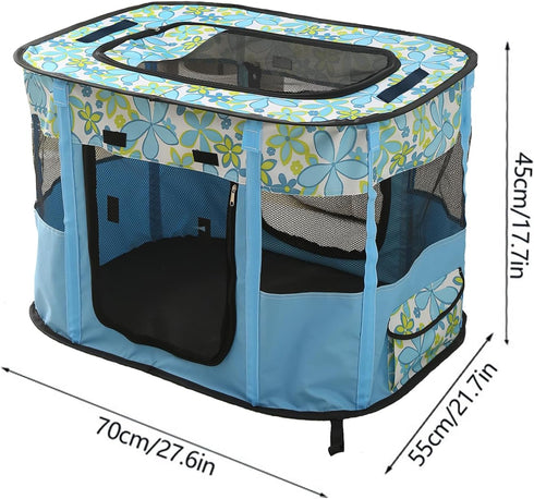 Medium Blue Foldable Pet Playpen for Indoor Use