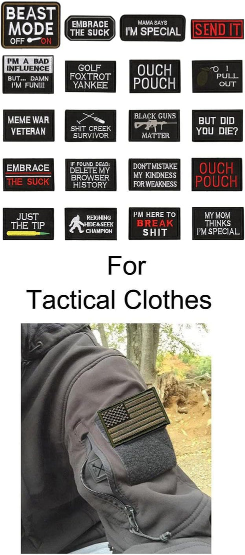 WZT 20 Pieces Funny Tactical Military Morale Patch Set for Caps, Bags, Backpacks, Clothes, and Tactical Gears (Navy)