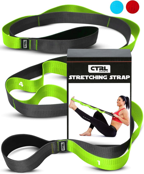 Stretching Strap with Loops - Non Elastic Stretch Band for Yoga, Physical Therapy, Flexibility Exercise Equipment