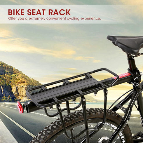 GOTOTOP Strong Alloy Rear Bike Rack, Black Pannier Bag Luggage Carrier, 55 Lbs Capacity with Reflector for Bike Cycle