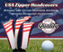 USA Patriot Golf Zipper Head Covers for Driver, 1, 3, 5 Fairway Woods, Neoprene Style, Fits All Clubs