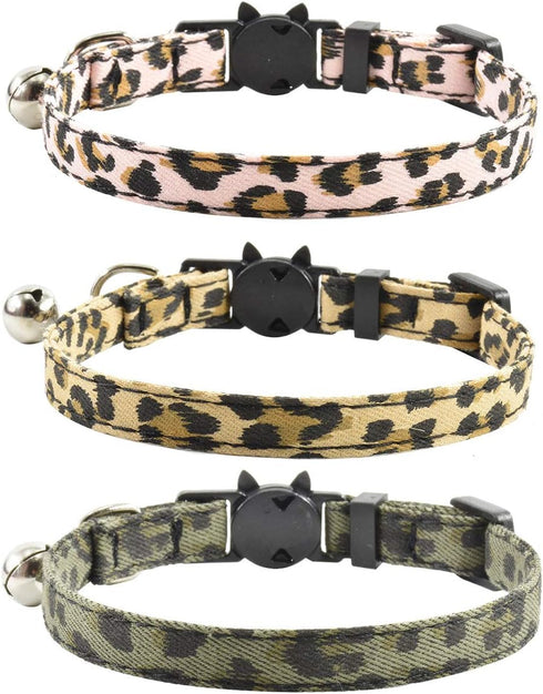 Breakaway Cat Collars with Bell, Set of 3, Durable & Safe Cute Kitten Collars, Adjustable Kitty Collar for Cat Puppy