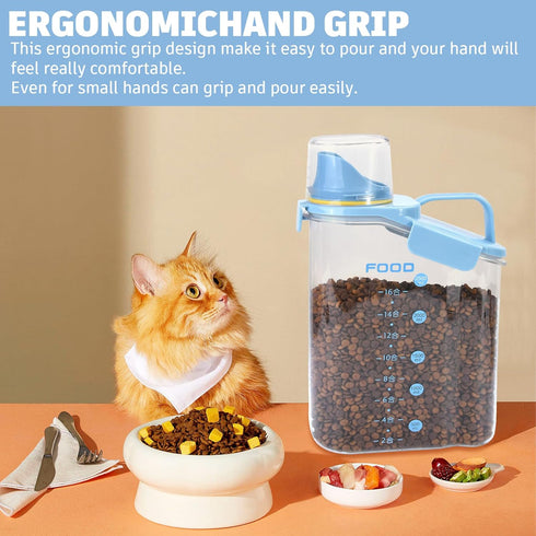 Dog Food Storage Container 3-5lbs, Airtight Pour Spout, Portable Pet Food Storage for Dogs and Cats