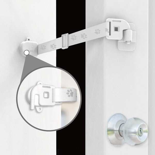 Adjustable Door Strap and Latch - Textile Cat Door Latch to Keep Dog Out of Litter Box, Economical Pet Gates Alternative