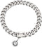 Chain Dog Collar - 15mm Silver Cuban Link with Snap Buckle, Silver Plated Stainless Steel, Includes Dog Tag & Bell (24")