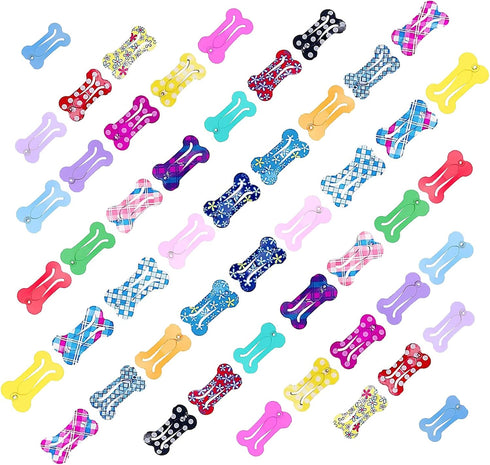 PET SHOW 50Pcs/25Pairs Hair Clips for Small Dogs, Cute 1 Inch Puppy Barrettes, Mini Bone Shaped Snap Hair Bows