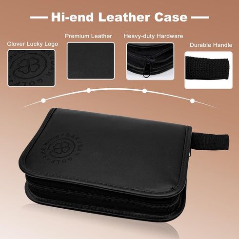 Golf Accessories for Men Women, Gifts with Leather Case, Golf Brush, Balls, Tees, Ball Clamp, Divot Tool