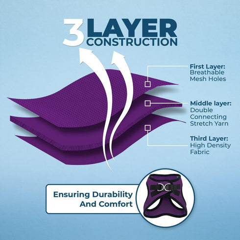 Best Pet Supplies - All Weather Mesh, Reflective, No Pull Harness for Small, Medium Dogs, Cats - Purple/Black Trim