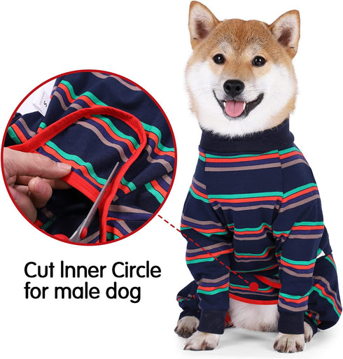 Dog Recovery Suit Abdominal Wound After Surgery Wear, Prevent Licking Wounds E-Collar & Cone Alternatives, Long Sleeve