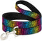 Buckle-Down Dog Leash, Zebra Rainbow Ombre, 6 Feet Long, 0.5 Inch Wide