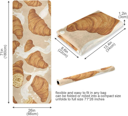 Bread Milk Yoga Mat for Home Workout Fitness Mat for Women Non Slip Exercise Mats with Storage Bag