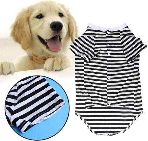 Dog Shirts for Large Dogs - Oversized Breathable Striped T Shirt Pullover Clothes for Medium to Large Dogs (Size L)
