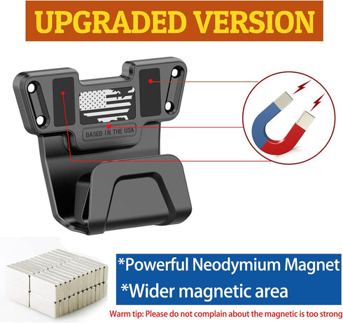 Gun Racks with Safety Trigger Guard, Concealed Magnetic Handgun Holder for Car/Truck/Desk/Wall, No-Drill Installation