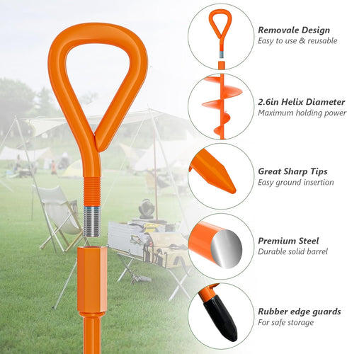 18''/30" Sets, Phopich Long Ground Anchor, Heavy Duty Earth Anchors Ground Anchors Screw in Kit with T-Handle Hex