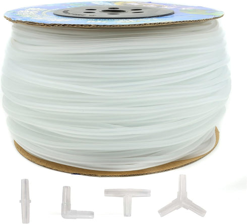 ALEGI 600 Feet Standard 3/16" Flexible Airline Tubing with Connectors for Aquariums
