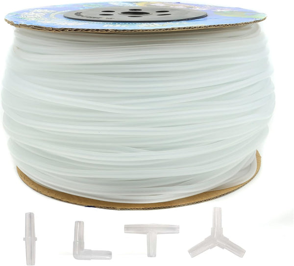 ALEGI 600 Feet Standard 3/16" Flexible Airline Tubing with Connectors for Aquariums