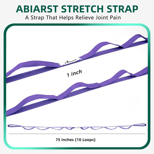 Stretching Strap Yoga Strap for Physical Therapy, Non-Elastic Straps for Stretching, 10 Loops for Pilates, Flexibility