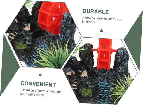 Rockery Aquarium Decorations, Fish Tank Mountain Decor with Castle Model