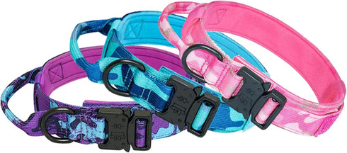 Hotsky Tactical Dog Collar, Adjustable Military Nylon Airtag Collar with Handle and Heavy Duty Metal Buckle for Medium