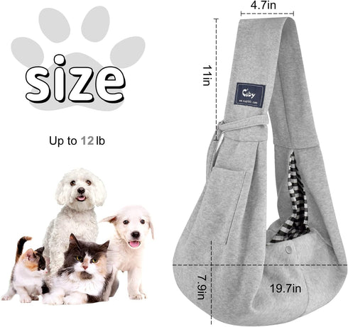 CUBY Dog and Cat Sling Carrier - Hands Free Reversible Pet Papoose Bag - Soft Pouch and Tote Design - Suitable