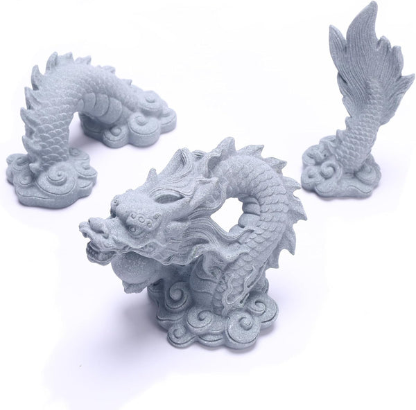 Sandstone Chinese Dragon Statue, Fish Tank Aquarium Decoration for Home Office Tabletop Decor