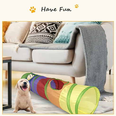 iCAGY Cat Tunnel for Indoor Cats - Interactive Rabbit Tunnel Toys, Crinkle Pop Up Rainbow, 45" for Kittens and Puppies