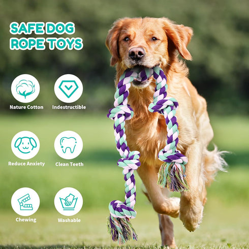 Dog Rope Toys for Large Dogs - 42In 6 Knots Indestructible Rope Toy for Aggressive Chewers, Heavy Duty