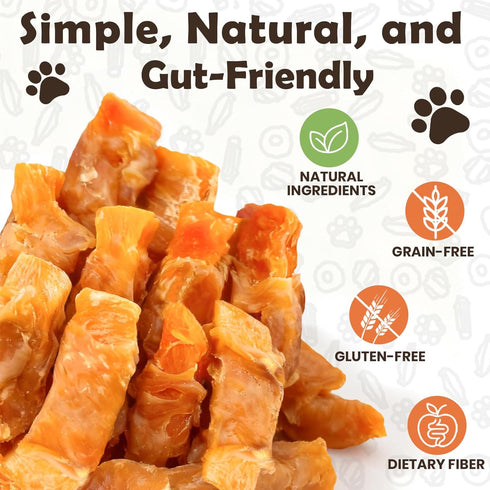 1.35 Chicken Wrapped Sweet Potato Dog Treats, Gluten & Grain Free Dog Chews for Puppy and Small Dogs, Pound