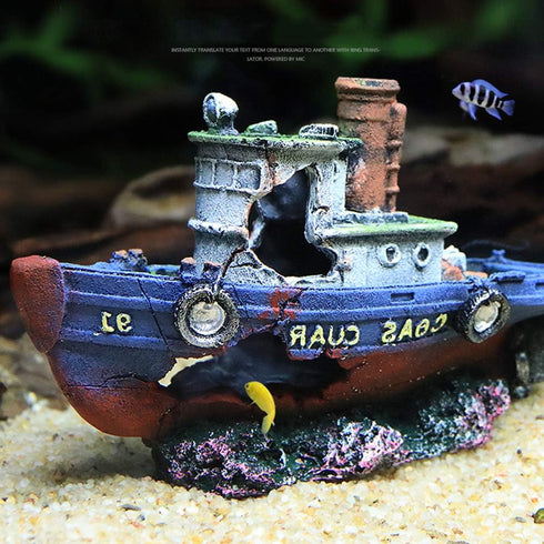 Aquarium Large Shipwreck Decorations, Lifelike Resin Pirate Ship Decor for Fish Tank