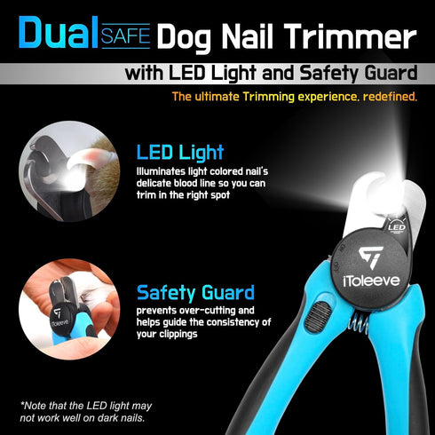 Trimmers, iToleeve LED Dog Nail Clipper with Light, Illuminates Nails or Bloodline for Safe and Easy Extra Sharp