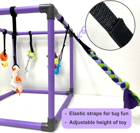 DOZZOPET 8 Puppy Play Gym for Small Dogs with Hanging Toys, Jungle Playground with Interactive Funny Enrichment Toys