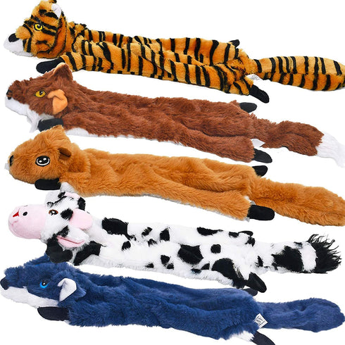 SHARLOVY Dog Squeaky Toys 5 Pack - Crinkle Dog Toy No Stuffing - Plush Chew Toy for Large and Medium Dogs