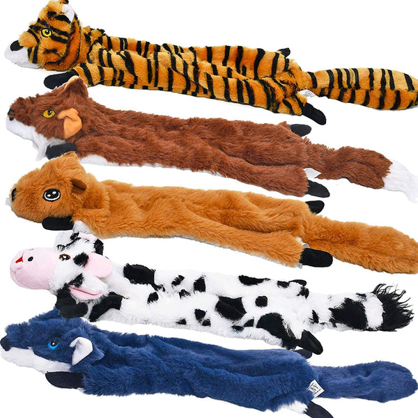 SHARLOVY Dog Squeaky Toys 5 Pack - Crinkle Dog Toy No Stuffing - Plush Chew Toy for Large and Medium Dogs