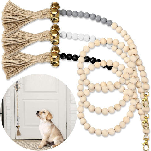 Jexine 3 Pcs Dog Bell for Door Potty Training Adjustable Wooden Beads