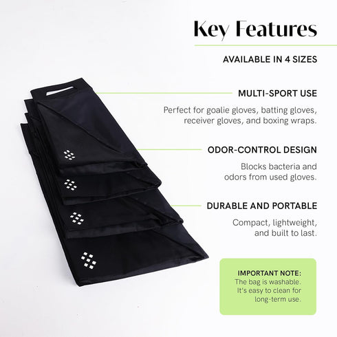 Salt Glove Bag Smell-Proof Durable Odor Containing Bag for Gloves - Extra Large - Water-Resistant and Easy to Clean