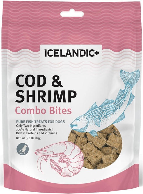 Icelandic+ Cod & Shrimp Combo Bites Dog Treat - 3.0-oz Bag