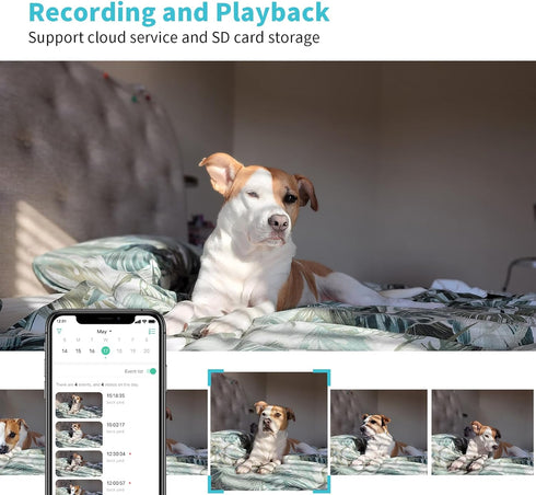 Pet Camera, 2K HD Dog Camera with Phone APP, 360° Pan/Tilt View, Night Vision, Motion Tracking Alarm